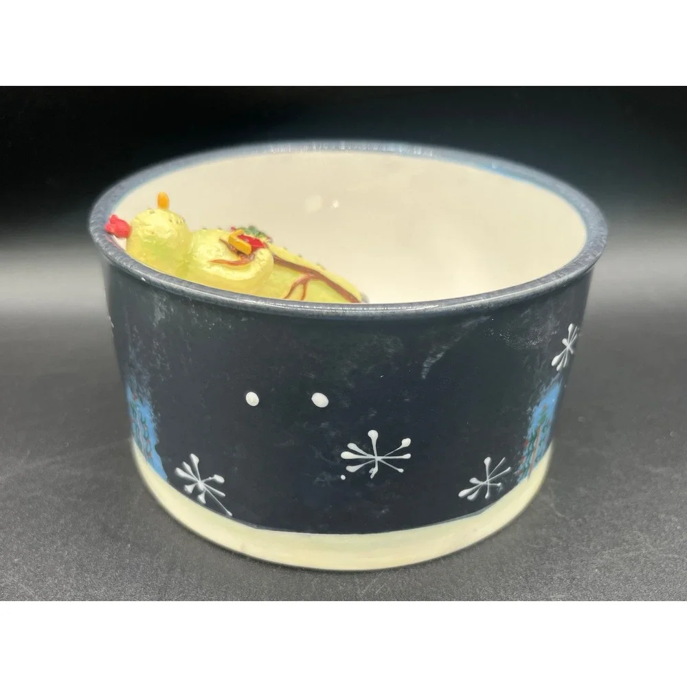 Certified International Mary Beth Baxter Snowman Dip‎ Bowl and Spreader Set Blue